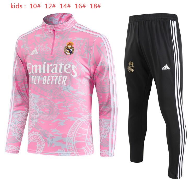 Kids Real Madrid 23/24 Tracksuit - Pink Dragon